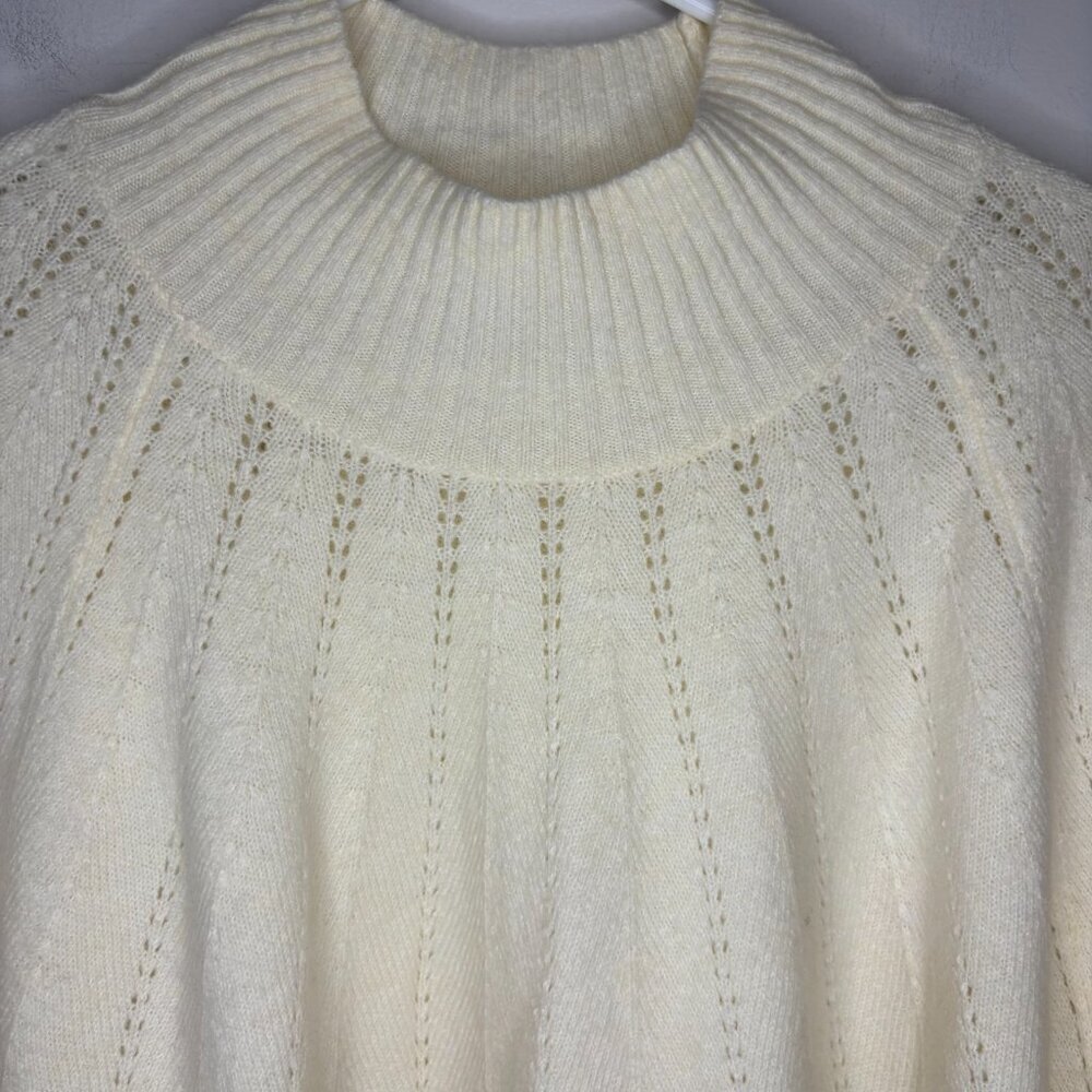 TALBOTS Plus Mock Neck Sweater Womens 2X Cream Knit Long Sleeve Stretch
